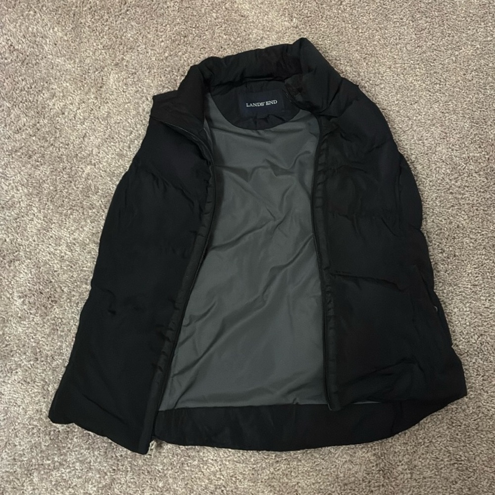 Lands' End Black and Gray Puffer Vest
